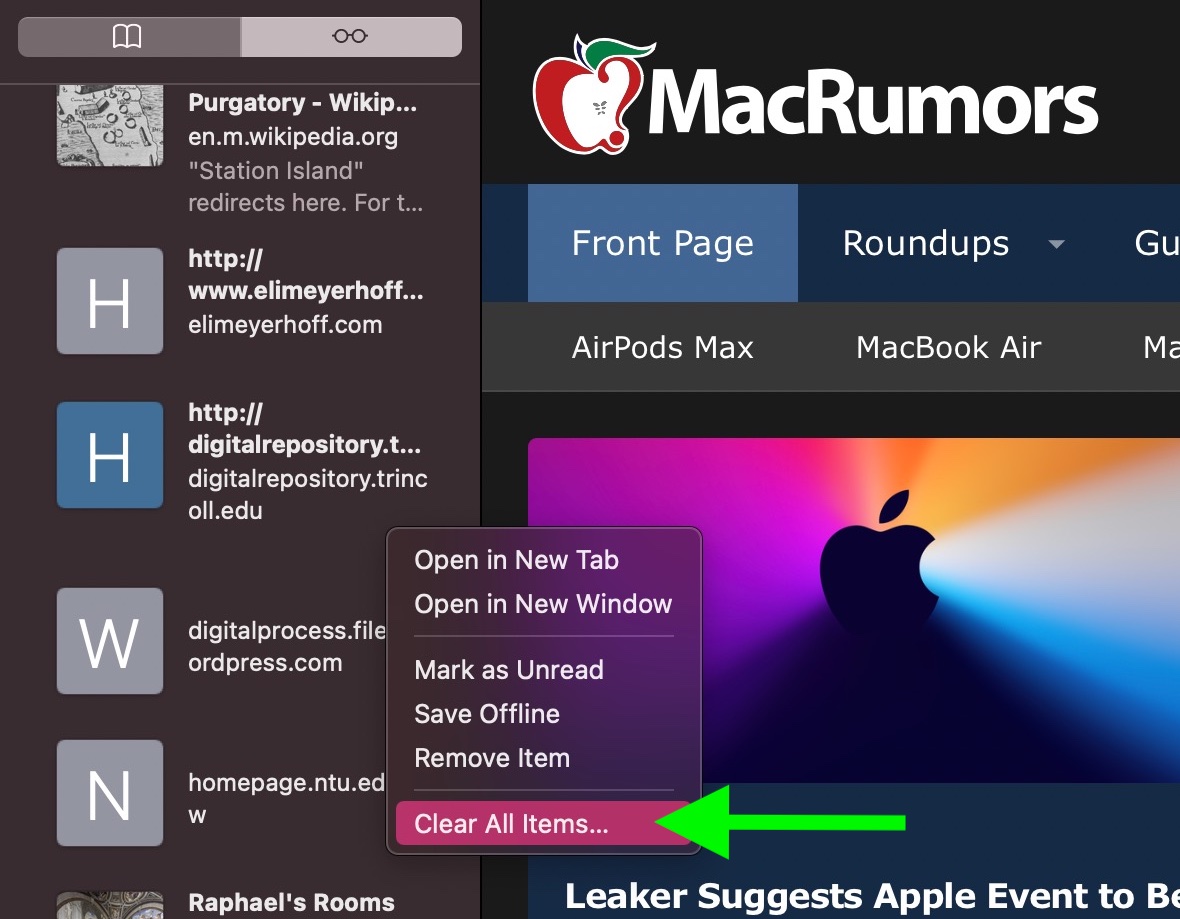 turn off reader for text on mac
